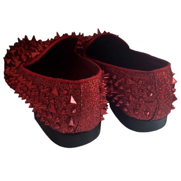 ROYAL RED SPIKE SLIP ON SHOES